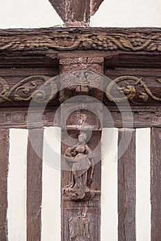 Carving detail of an old half-timbered house photo